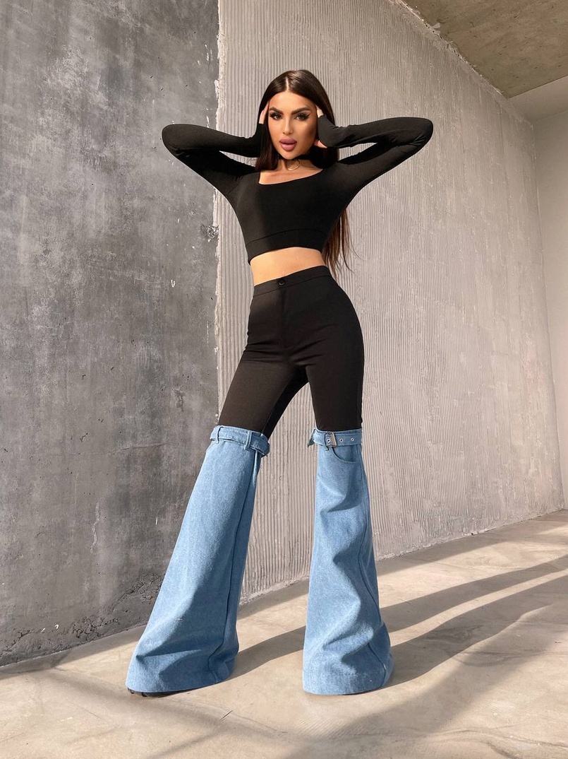 Штани-кльош  з металевими застібками   Штани-кльош  з металевими застібками   | PUSHKA SHOP