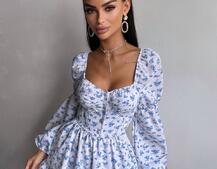 Сукня з квітковим принтом з воланами на ґудзиках  Сукня з квітковим принтом з воланами на ґудзиках  | PUSHKA SHOP