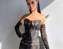 Сукня міні зі шлейфом та рукавичками Сукня міні зі шлейфом та рукавичками | PUSHKA SHOP