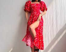 Сукня -міді зі шнурівкою на спинці та розрізом на ніжці Сукня -міді зі шнурівкою на спинці та розрізом на ніжці | PUSHKA SHOP