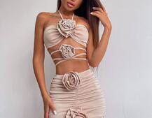 Комплект: топ та спідниця з трояндами    Ручна робота. Комплект: топ та спідниця з трояндами    Ручна робота. | PUSHKA SHOP