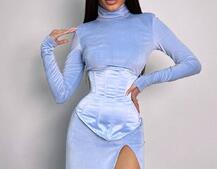 Оксамитова сукня міді з розрізом + атласний корсет Оксамитова сукня міді з розрізом + атласний корсет | PUSHKA SHOP