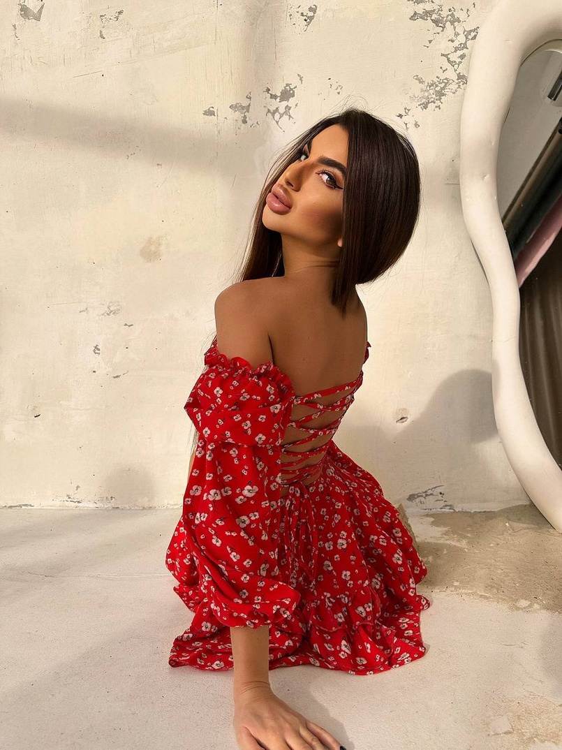 Сукня з воланами та шнурівкою  по спинці | PUSHKA SHOP