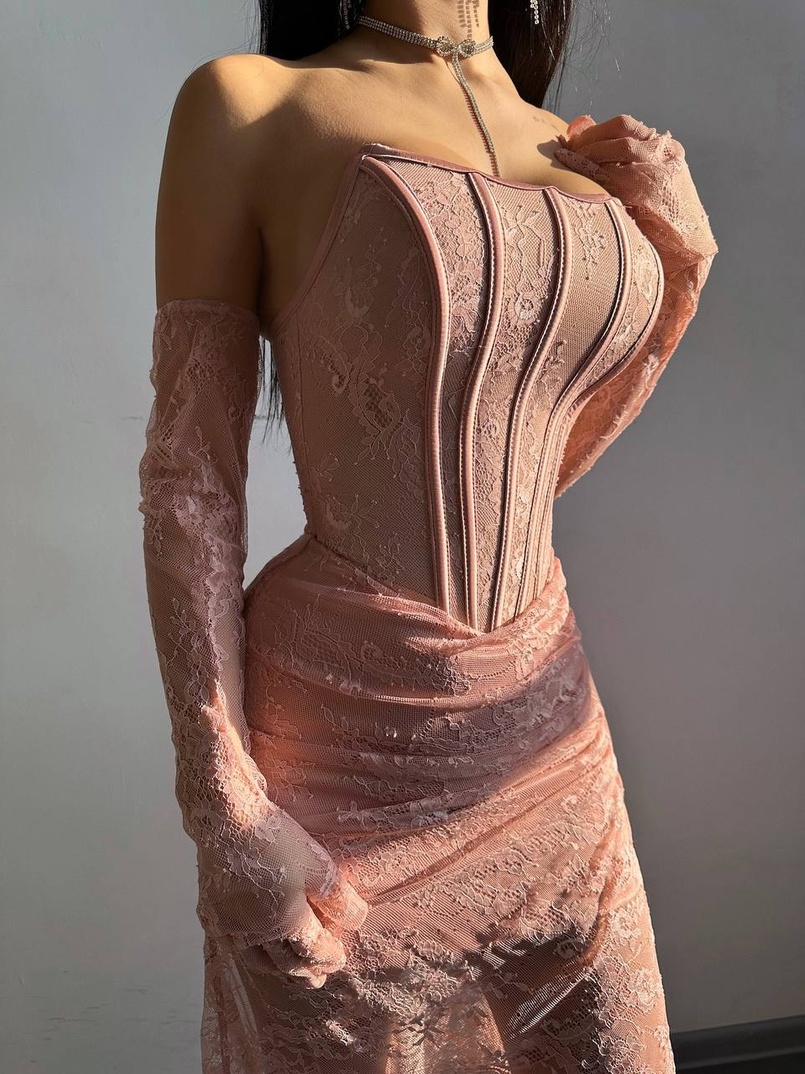 Мереживна сукня максі з рукавичками  | PUSHKA SHOP