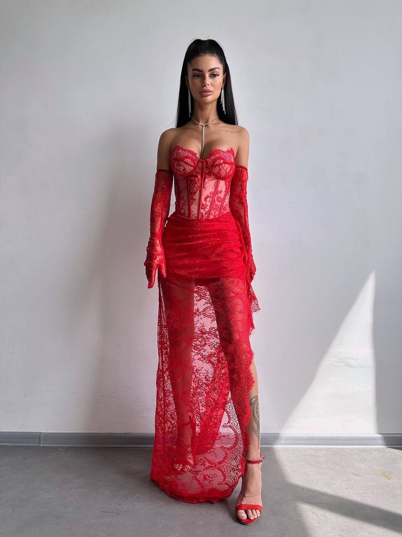 Корсетна сукня максі з рукавичками  | PUSHKA SHOP