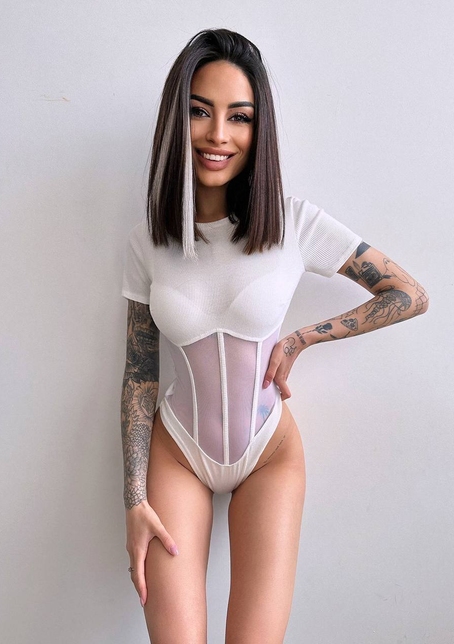 Трикотажне боді з сітчастою вставкою | PUSHKA SHOP