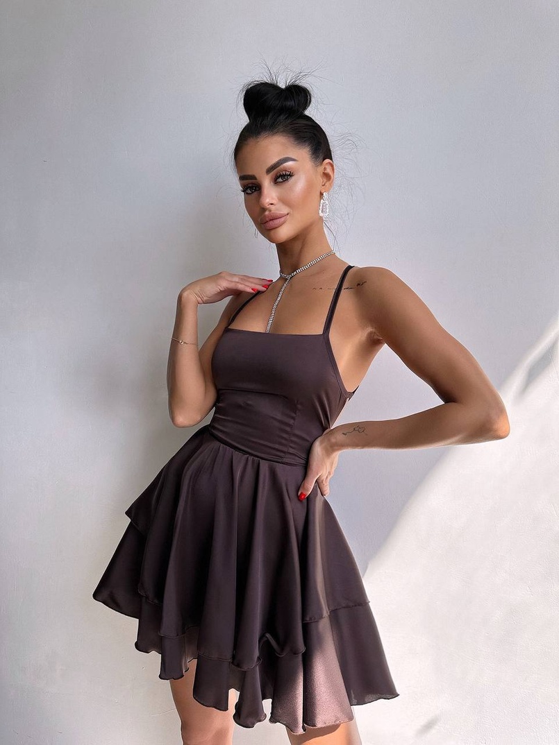 Шовкова сукня  з пишною спідницею та шнурівкою   Шовкова сукня  з пишною спідницею та шнурівкою   | PUSHKA SHOP