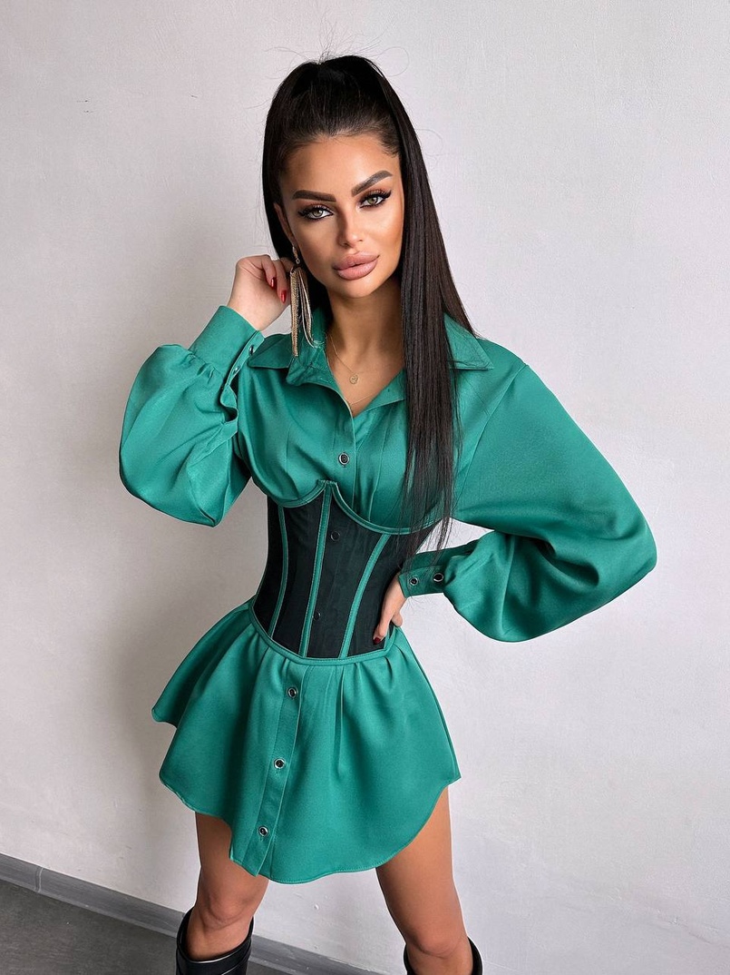 Приталена сорочка + корсет  Приталена сорочка + корсет  | PUSHKA SHOP