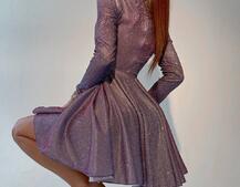 Приталена блискуча сукня з корсетною вставкою та пишною спідницею-сонцем Приталена блискуча сукня з корсетною вставкою та пишною спідницею-сонцем | PUSHKA SHOP