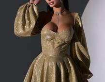 Сяюча корсетна сукня бюстьє з подвійною спідницею  | PUSHKA SHOP