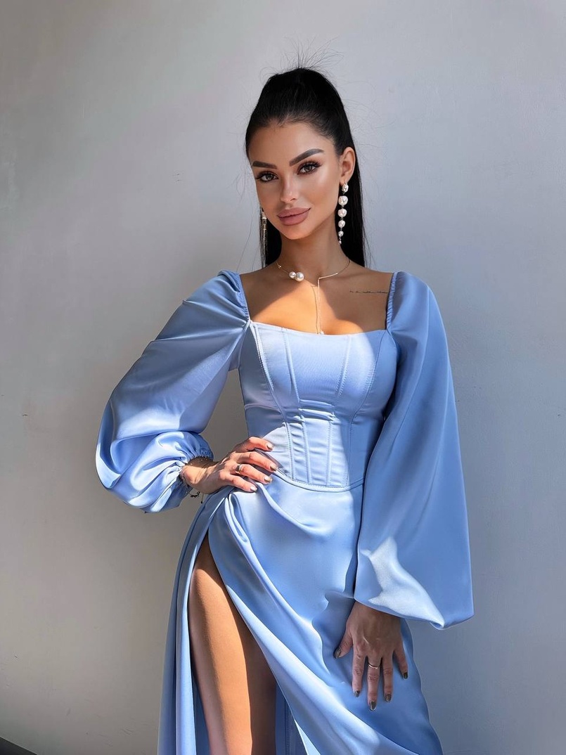 Атласний комплект: корсет + спідниця максі з драпіруванням Атласний комплект: корсет + спідниця максі з драпіруванням | PUSHKA SHOP