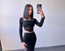 Трикотажний комплект: топ з елементами корсету та спідниця з розрізами  Трикотажний комплект: топ з елементами корсету та спідниця з розрізами  | PUSHKA SHOP