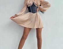 Приталена сукня з шовку  + корсет декорований стразами  Ручна робота  Приталена сукня з шовку  + корсет декорований стразами  Ручна робота  | PUSHKA SHOP