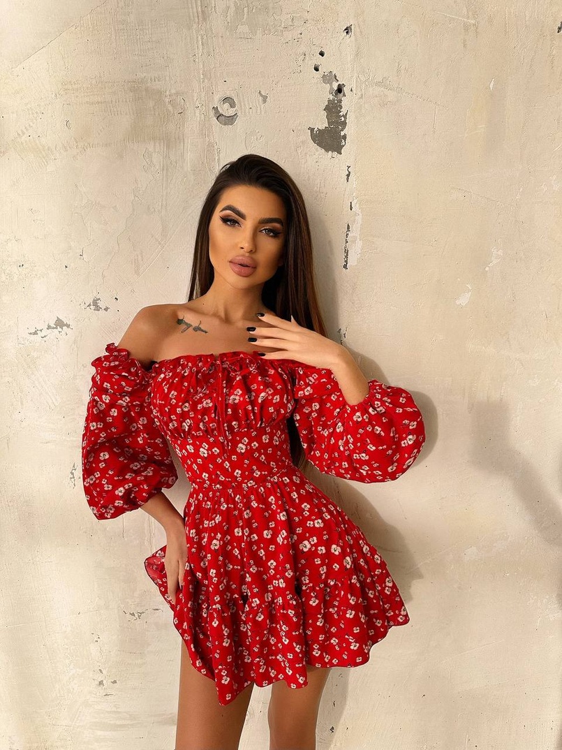 Сукня з воланами та шнурівкою  по спинці | PUSHKA SHOP