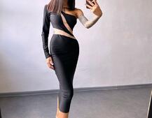 Сукня міді  із вставками сітки  Сукня міді  із вставками сітки  | PUSHKA SHOP