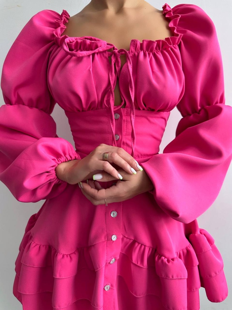 Сукня з воланами на ґудзиках  Сукня з воланами на ґудзиках  | PUSHKA SHOP