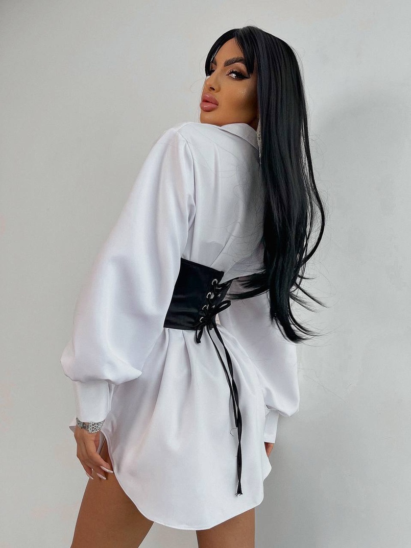 Приталена сукня-сорочка+корсет, декорований стразами Приталена сукня-сорочка+корсет, декорований стразами | PUSHKA SHOP