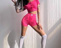 Комплект: топ на ґудзиках + велосипедки Комплект: топ на ґудзиках + велосипедки | PUSHKA SHOP