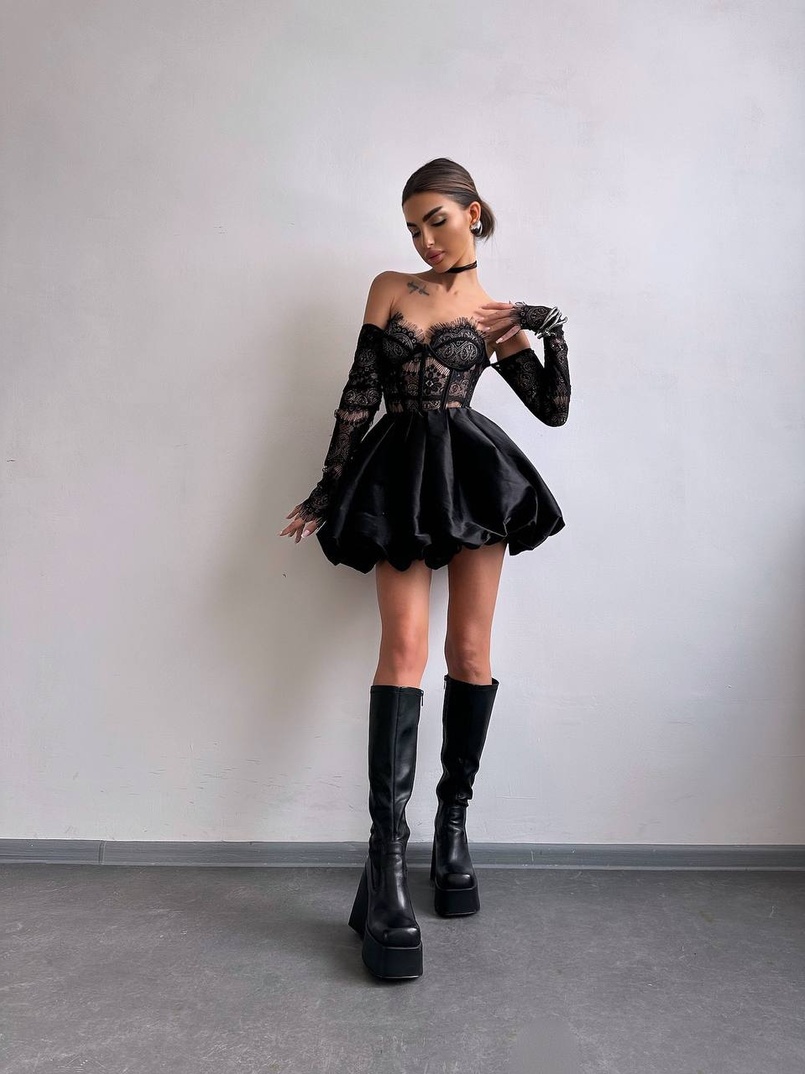 Комплект : мереживний корсет  з чашечками+ спідниця балон  | PUSHKA SHOP