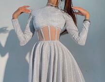 Приталена блискуча сукня з корсетною вставкою та пишною спідницею-сонцем Приталена блискуча сукня з корсетною вставкою та пишною спідницею-сонцем | PUSHKA SHOP