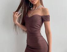 Трикотажное платье мини с чашечками с эффектом push up | PUSHKA SHOP