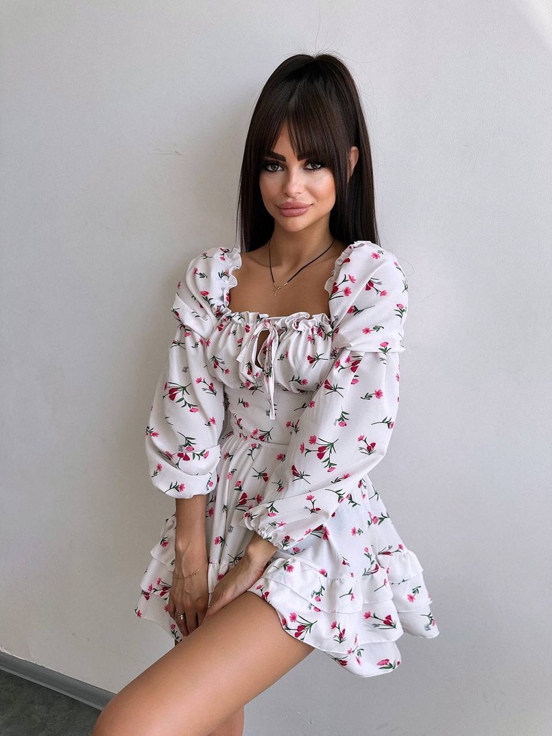 Квіткова сукня з воланами та шнуровкою по спинці | PUSHKA SHOP