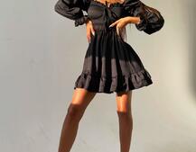 Платье с чашечками и пышной юбкой с оборками   Платье с чашечками и пышной юбкой с оборками   | PUSHKA SHOP