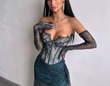 Корсетна сукня максі з рукавичками  | PUSHKA SHOP