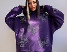 Трендове худі over size із сяючими стразами  | PUSHKA SHOP