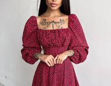 Приталена сукня з принтом  + прозорий корсет Приталена сукня з принтом  + прозорий корсет | PUSHKA SHOP