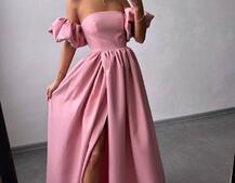 Сукня максі  з розрізом на спідниці та об’ємними рукавами  Сукня максі  з розрізом на спідниці та об’ємними рукавами  | PUSHKA SHOP