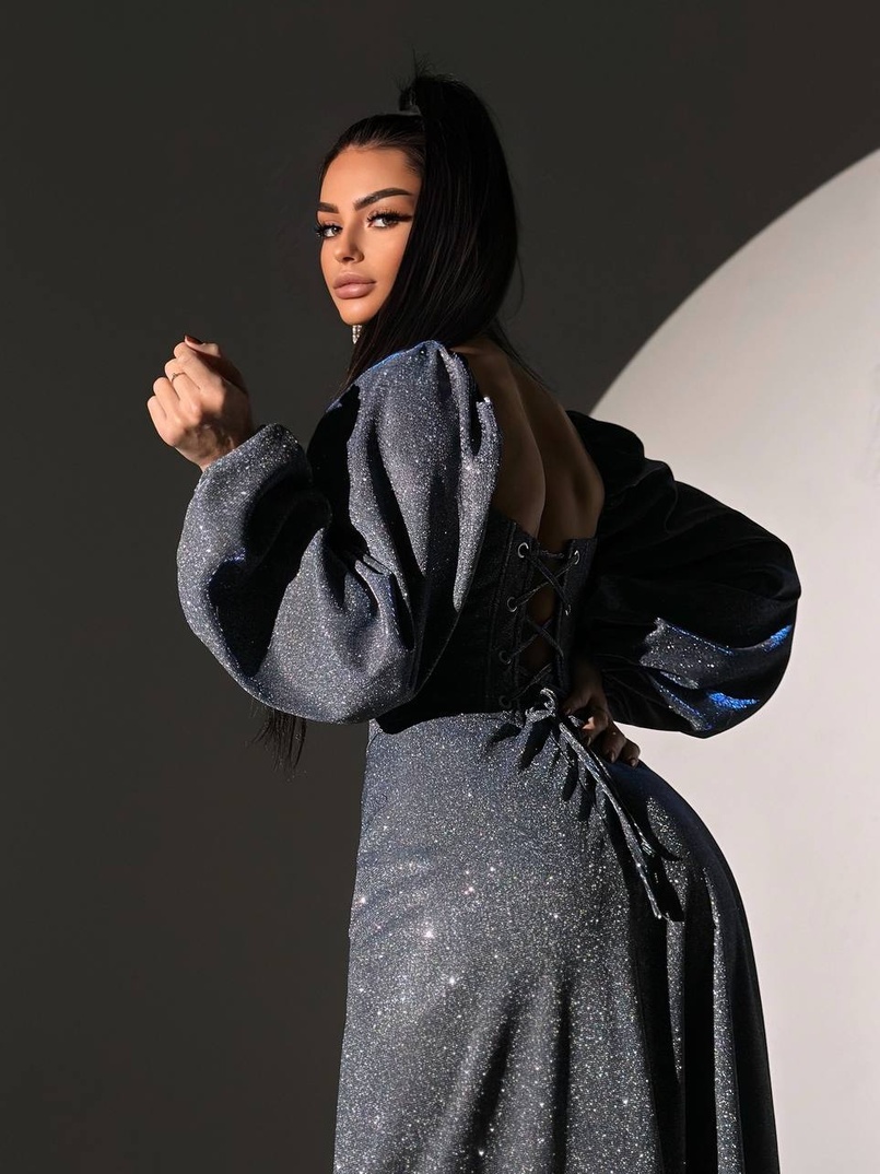 Сяючий комплект: корсет  + спідниця  максі з драпіруванням | PUSHKA SHOP