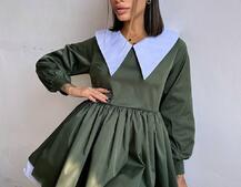 Котонова сукня з комірцем + бант  Котонова сукня з комірцем + бант  | PUSHKA SHOP