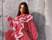 Сукня з квітковим принтом декорована мереживом    Сукня з квітковим принтом декорована мереживом    | PUSHKA SHOP