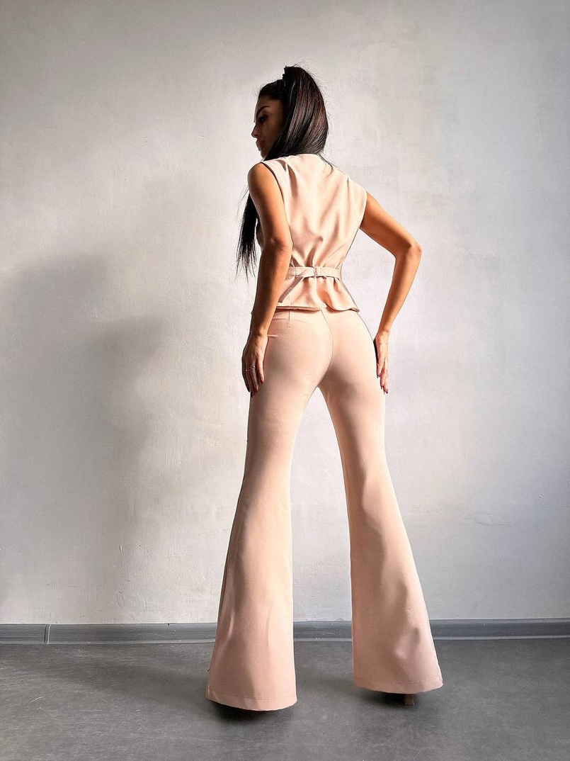 Костюм: піджак на підкладці, штани кльош+ жилет  | PUSHKA SHOP