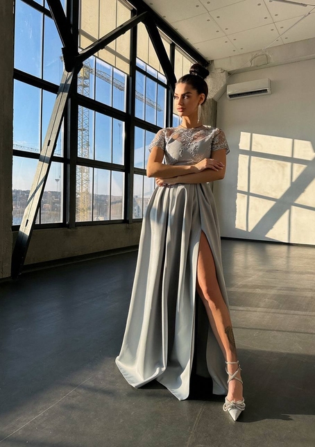 Сукня максі з мереживом  | PUSHKA SHOP