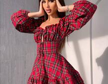 Сукня з об'ємними рукавами та пишною спідницею Сукня з об'ємними рукавами та пишною спідницею | PUSHKA SHOP