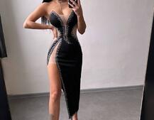 Сукня міді декорована стразами   | PUSHKA SHOP