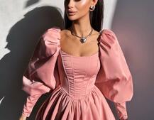 Сукня з обʼємними рукавами та спідницею балоном  Сукня з обʼємними рукавами та спідницею балоном  | PUSHKA SHOP