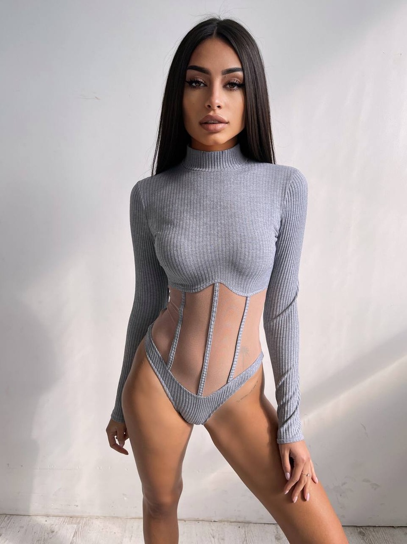 Трикотажне боді з сітчастою вставкою Трикотажне боді з сітчастою вставкою | PUSHKA SHOP
