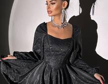 Сяюча корсетна сукня з пишною подвійною спідницею та об‘ємними рукавами | PUSHKA SHOP