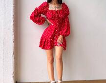 Сукня в горошок на ґудзиках з воланами  Сукня в горошок на ґудзиках з воланами  | PUSHKA SHOP