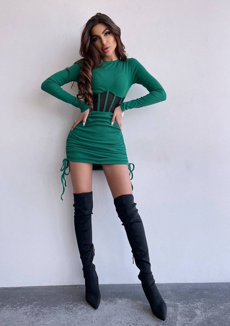 Сукня-міні  з елементами корсету  Довжину спідниці можна регулювати  | PUSHKA SHOP