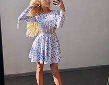 Корсетна сукня з пишною спідницею в квітковий Принт  | PUSHKA SHOP