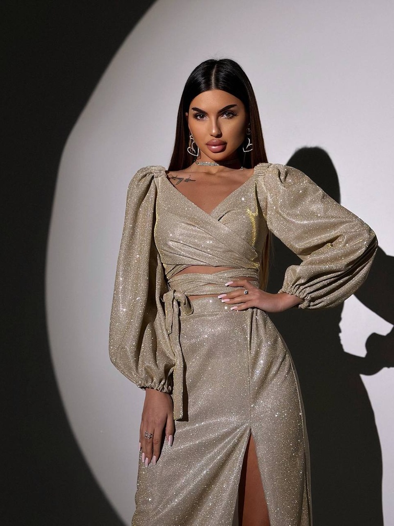 Сяючий комплект: топ  + спідниця  Сяючий комплект: топ  + спідниця  | PUSHKA SHOP