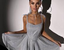 Блискуча корсетна сукня з пишною подвійною спідницею Блискуча корсетна сукня з пишною подвійною спідницею | PUSHKA SHOP