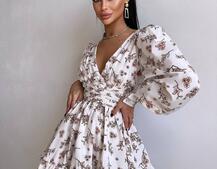 Сукня міні з пишною спідницею та драпіруванням на талії Сукня міні з пишною спідницею та драпіруванням на талії | PUSHKA SHOP