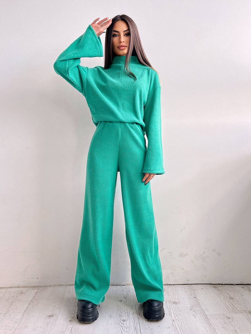 Повсякденний костюм із теплого трикотажу-рубчика Повсякденний костюм із теплого трикотажу-рубчика | PUSHKA SHOP