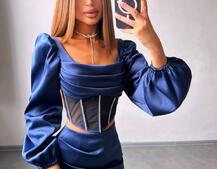 Комплект: корсет, декорований стразами   + спідниця міні з драпіруванням  Комплект: корсет, декорований стразами   + спідниця міні з драпіруванням  | PUSHKA SHOP