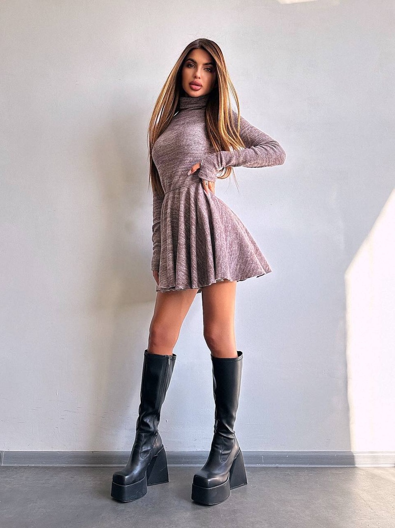 Трикотажна сукня міні із спідницею сонцем     Трикотажна сукня міні із спідницею сонцем     | PUSHKA SHOP